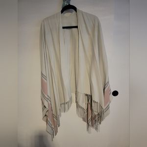 Wrap, Poncho no brand, one size. Cream with pink & dark gray (blackish) stripes
